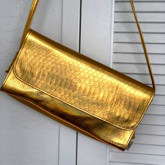 New 🔥Vintage GOLDEN leather Clutch handcrafted - Picture 2 of 5
